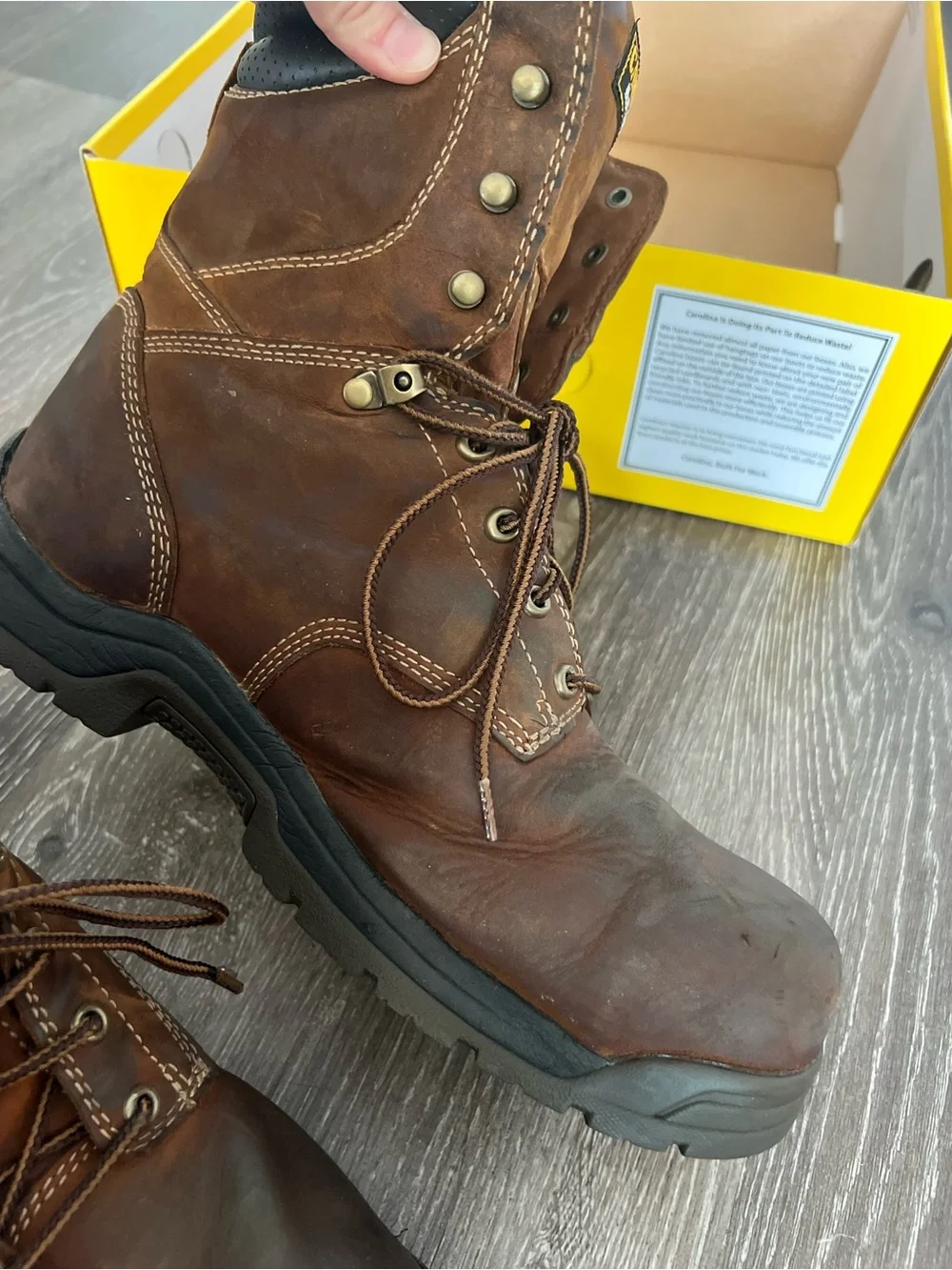 Men's Brown Leather Steel Toe Work Boots - Durable Safety Footwear size 13